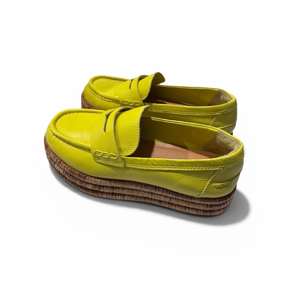 Women’s Lime Green Leather Moccasins - Picture 2 of 6